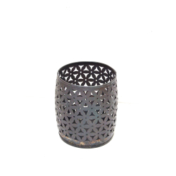 Lampion na T-light stary metal Miedziany ażurowy Kwiaty 10x10cm